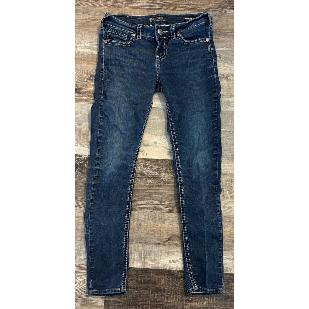 Silver Jeans Co Suki Mid Skinny Dark Wash Super Stretch Jeans W28 L31